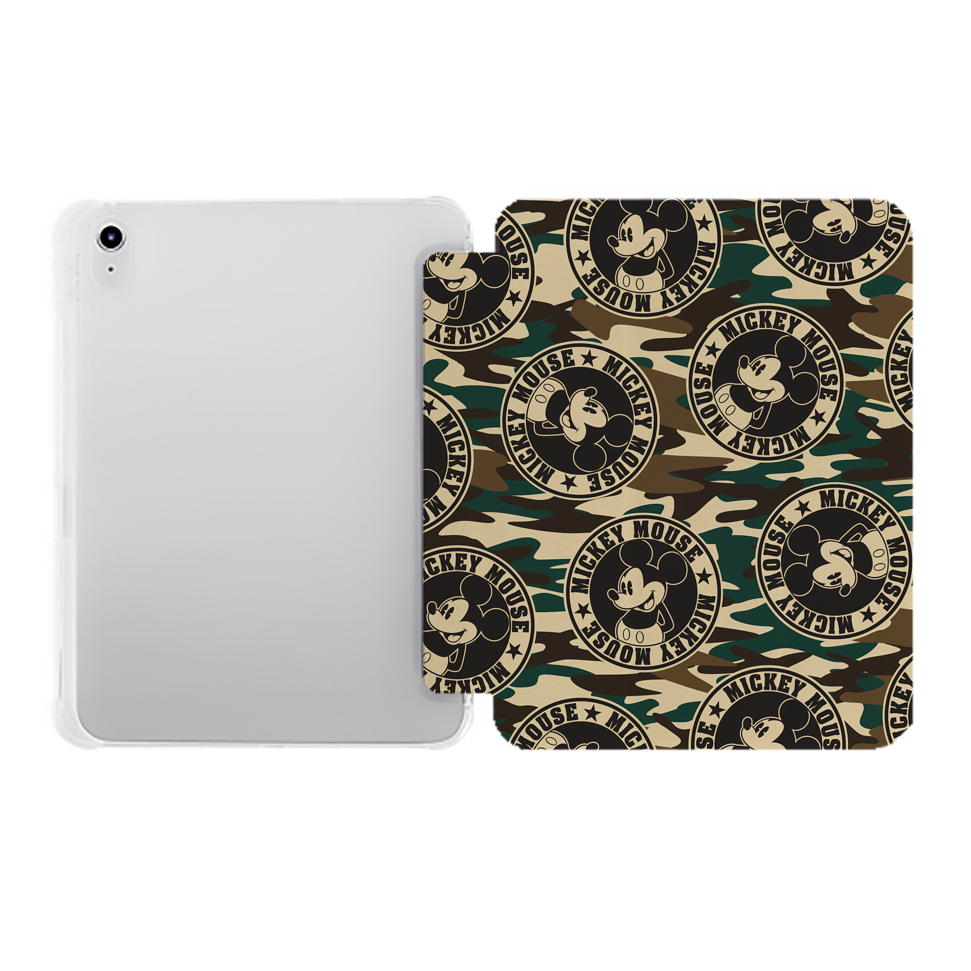（画像用） ミッキーマウス Mickey Mouse IPad ケース ペン収納付き 三つ折りスタンド PUレザー×シリコン 対応機種9.5/10.5/10.9インチ